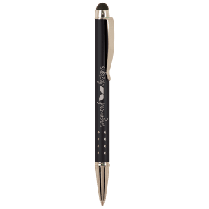 Black with Silver Trim Laserable Pen with Stylus - LP831