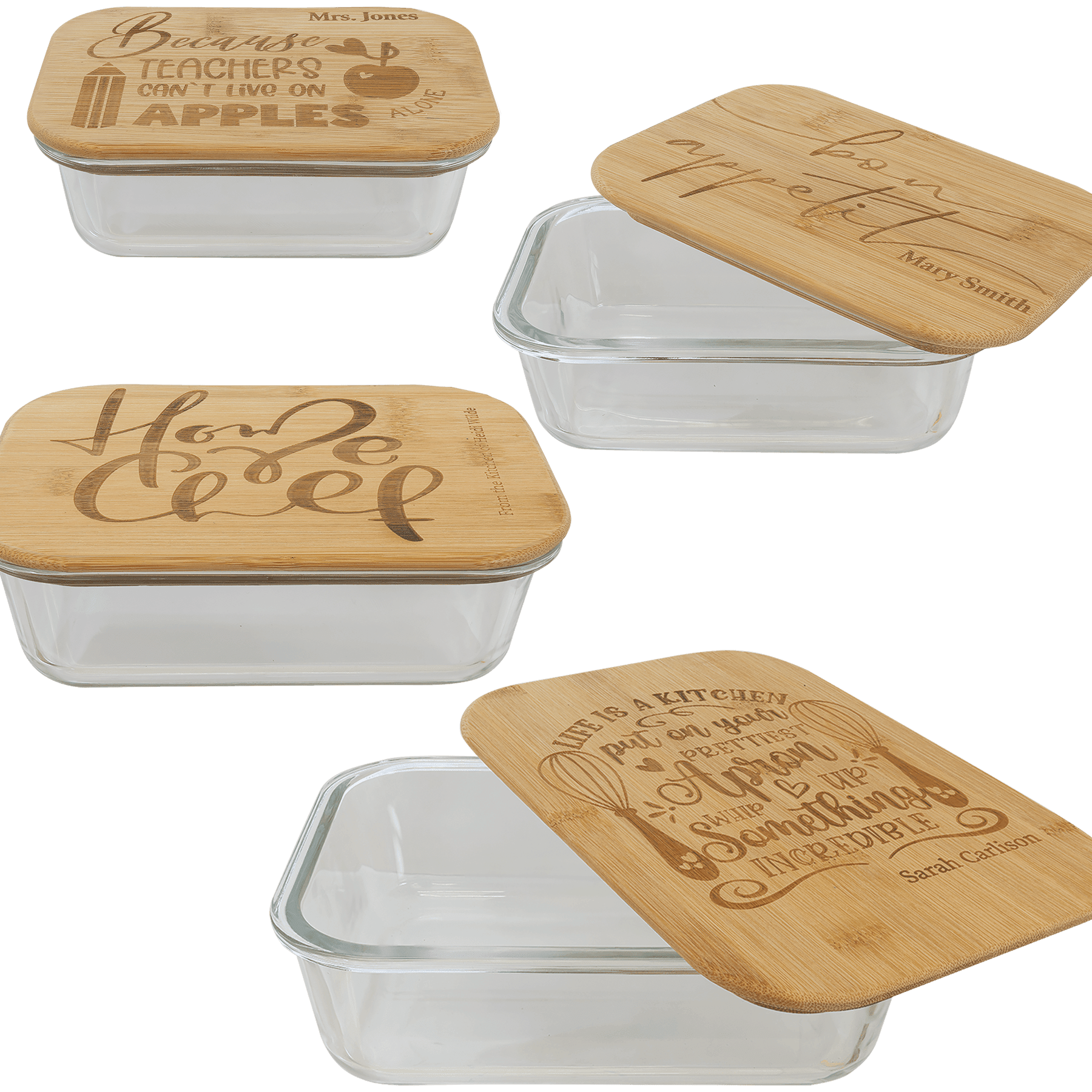 Rectangle Glass Container with Bamboo Lid | Austin Print Co