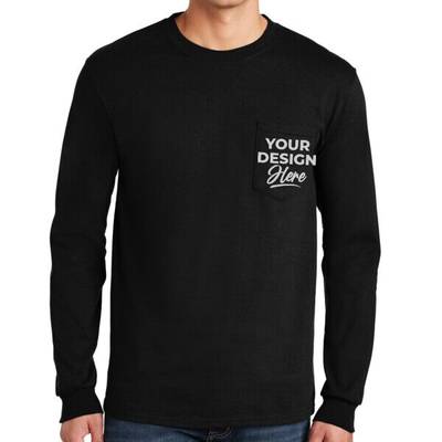 Gildan® Ultra Cotton® 100% US Cotton Long Sleeve T-Shirt with Pocket - 2410