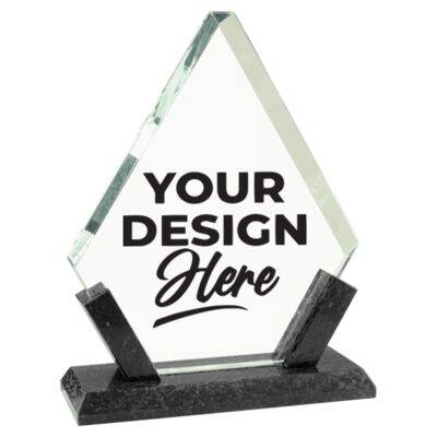 7 1/4" Diamond Glass with Black Marble Base