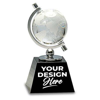 CRY315 - 6" Crystal Spinning Globe on Black Base
