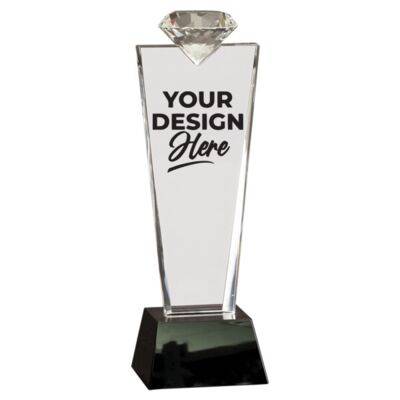 11" Crystal Diamond Top Award on Black Pedestal Base