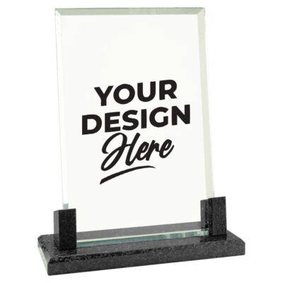 8" Rectangle Glass with Black Marble Base