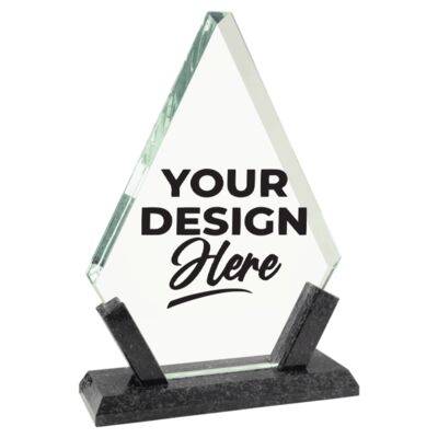 8 1/4" Diamond Glass with Black Marble Base