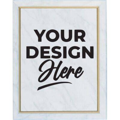 9" x 12" White Marble Finish Plaque with Gold Cove Edge