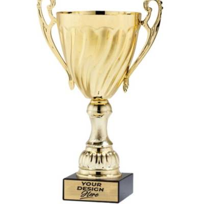 Custom Engraved Twist Gold Metal Trophy Cup 10.25" - CMM-61F-10