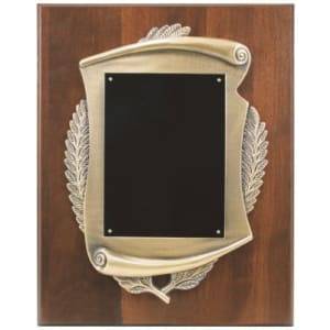 CSP1215 - 12" x 15" Genuine Walnut Plaque w/ Scroll Frame & Plate