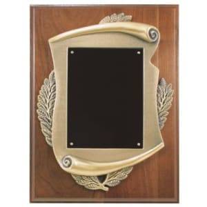 CSP912 - 9" x 12" Genuine Walnut Plaque w/ Scroll Frame & plate