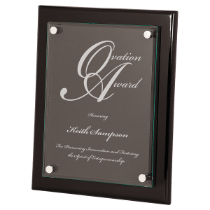 FPG21113 - 10 1/2" x 13" Black Piano Finish Floating Glass Plaque