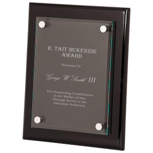 FPG2810 - 8" x 10" Black Piano Finish Floating Glass Plaque