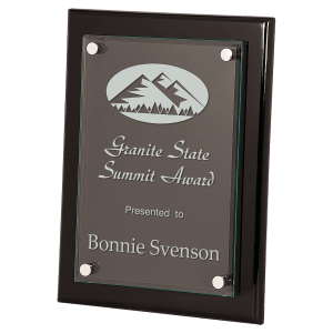 FPG2912 - 9" x 12" Black Piano Finish Floating Glass Plaque