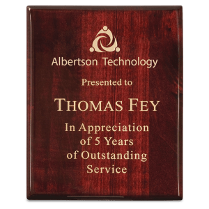 PNG810 - 8" x 10" Premium Rosewood Piano Finish Plaque