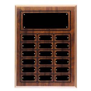 CPP18 - 11 3/4" x 15 3/4" Cherry Finish Completed Perpetual Plaque with 18 plates