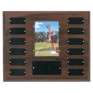 PTP2 - 12 Plate w/ 3 1/2" x 5" Photo Holder, Completed Cherry Finish Perpetual Plaque