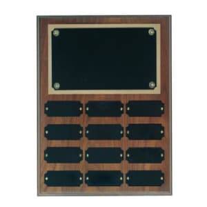 WPP12 - 12 Plate Genuine Walnut Completed Perpetual Plaque