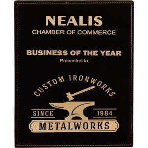 LLP31013A - 10 1/2" x 13" Black/Gold Laserable Leatherette Plaque