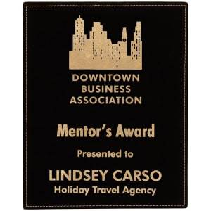 LLP3810A - 8" x 10" Black/Gold Laserable Leatherette Plaque