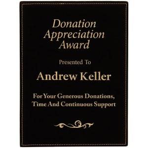 LLP3912A - 9" x 12" Black/Gold Laserable Leatherette Plaque
