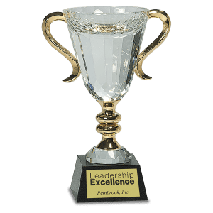 CRY039L - 8 1/2" Crystal Cup with Gold Handles and Stem