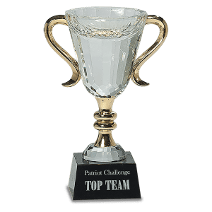 CRY039M - 7 1/4" Crystal Cup with Gold Handles and Stem