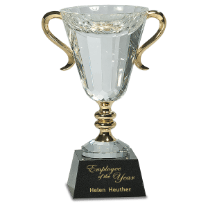 CRY039XL - 10" Crystal Cup with Gold Handles and Stem