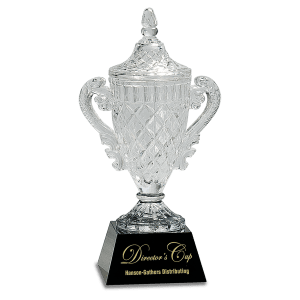 CRY051M - 12 3/4" Crystal Cup on Black Pedestal Base
