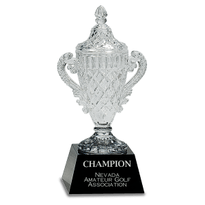 CRY051S - 10 3/4" Crystal Cup on Black Pedestal Base
