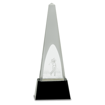 Clear Crystal 3D Golf Spire on Black Pedestal Base