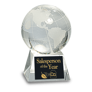 CRY113 - 3 1/2" Crystal Globe on Clear Base