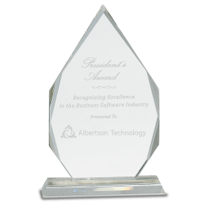 CRY137 - 10 1/2" Crystal Diamond on Clear Pedestal Base