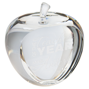 CRY1594 - 3 3/4" Crystal Apple with Flat Face