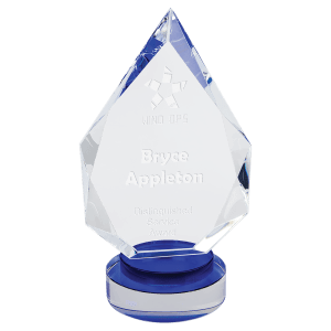 CRY19005BUS - 8 1/4" Diamond Crystal on Blue & Clear Round Base