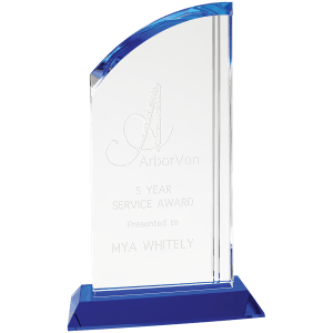 CRY2009L - 10 1/2" Crystal Arch with Blue Base