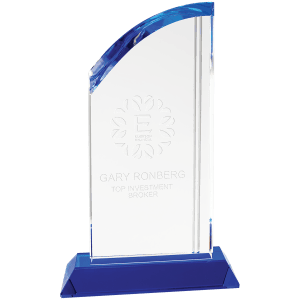 CRY2009M - 9 3/4" Crystal Arch with Blue Base