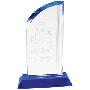 CRY2009S - 8 3/4" Crystal Arch with Blue Base