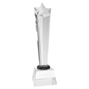 CRY403 - 11 3/4" Crystal Rising Star with Clear Base
