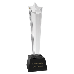 CRY413 - 11 3/4" Crystal Rising Star with Black Base