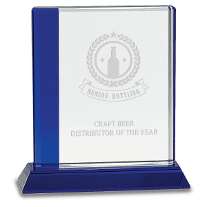 CRY534S - 6 1/2" x 7" Blue Edge Crystal on Blue Base