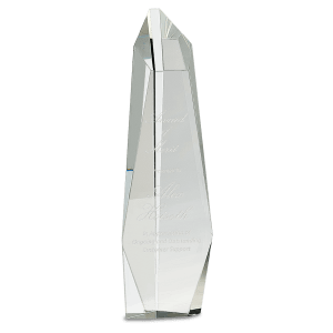 CRY74 - 12" Clear Crystal Facet Slant-Top Tower