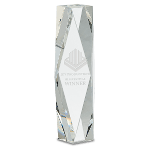 CRY89 - 10" Clear Crystal Facet Tower