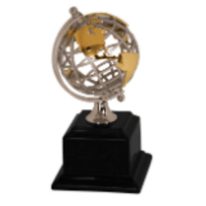 EX003 - 8 3/4" Gold/Silver Globe with Black Piano Finish Base