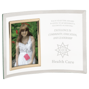 CE6504 - 10" x 7" Jade Glass Crescent with 3 1/2" x 5" Picture Frame