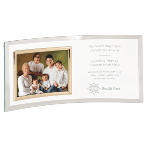 CE6508 - 12" x 5 1/2" Jade Glass Crescent with 5" x 3 1/2" Picture Frame