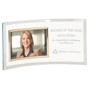CE6509 - 12 3/4" x 6 1/2" Jade Glass Crescent with 6" x 4" Picture Frame