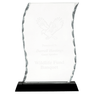 FC32 - 8 1/4" Scroll Facet Glass on Black Base