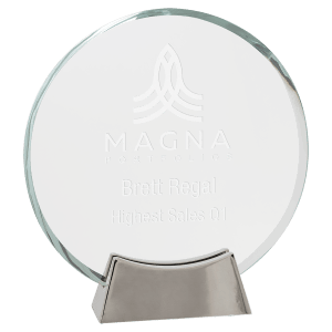 PLG27 - 7 1/4" Round Platinum Glass with Full Metal Base