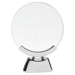 VYG12 - 8 1/2" Round Voyager Glass with Silver/Black Base