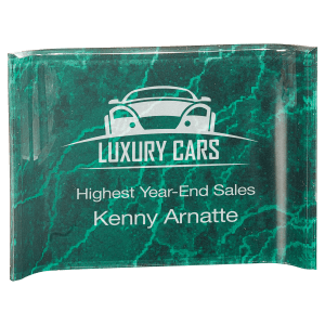 ACC57GM - 7" x 5" Green Marbleized Acrylic Crescent