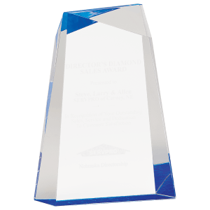AWG7BU - 7" Blue Facet Wedge Acrylic