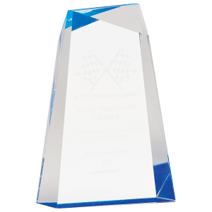 AWG8BU - 8" Blue Facet Wedge Acrylic